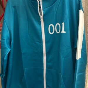 Blue Zip-Up Jacket with 001 Print